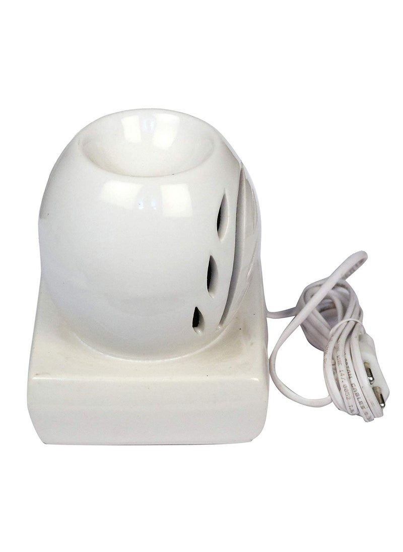 JGS JGS Ceramic Oval Shaped Electric Aroma Essential Oil Diffuser Matki Leaf Design for Home Dcor Living Room Balcony Night Light Lamp Incense Oil Burner for Diwali Off White  - Image 2