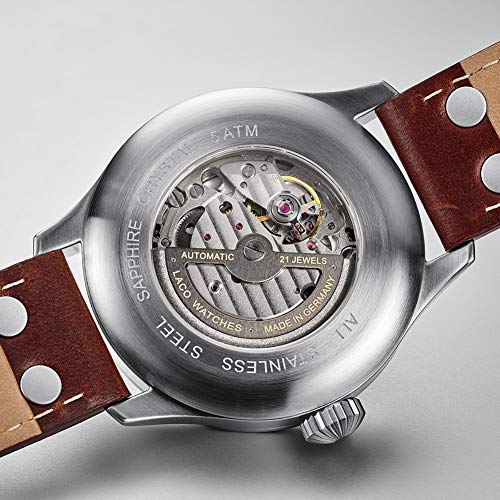 Laco / 1925 Men's 861688 Laco 1925 Pilot Classic Stainless Steel Automatic Watch with Brown Leather Band - Image 4