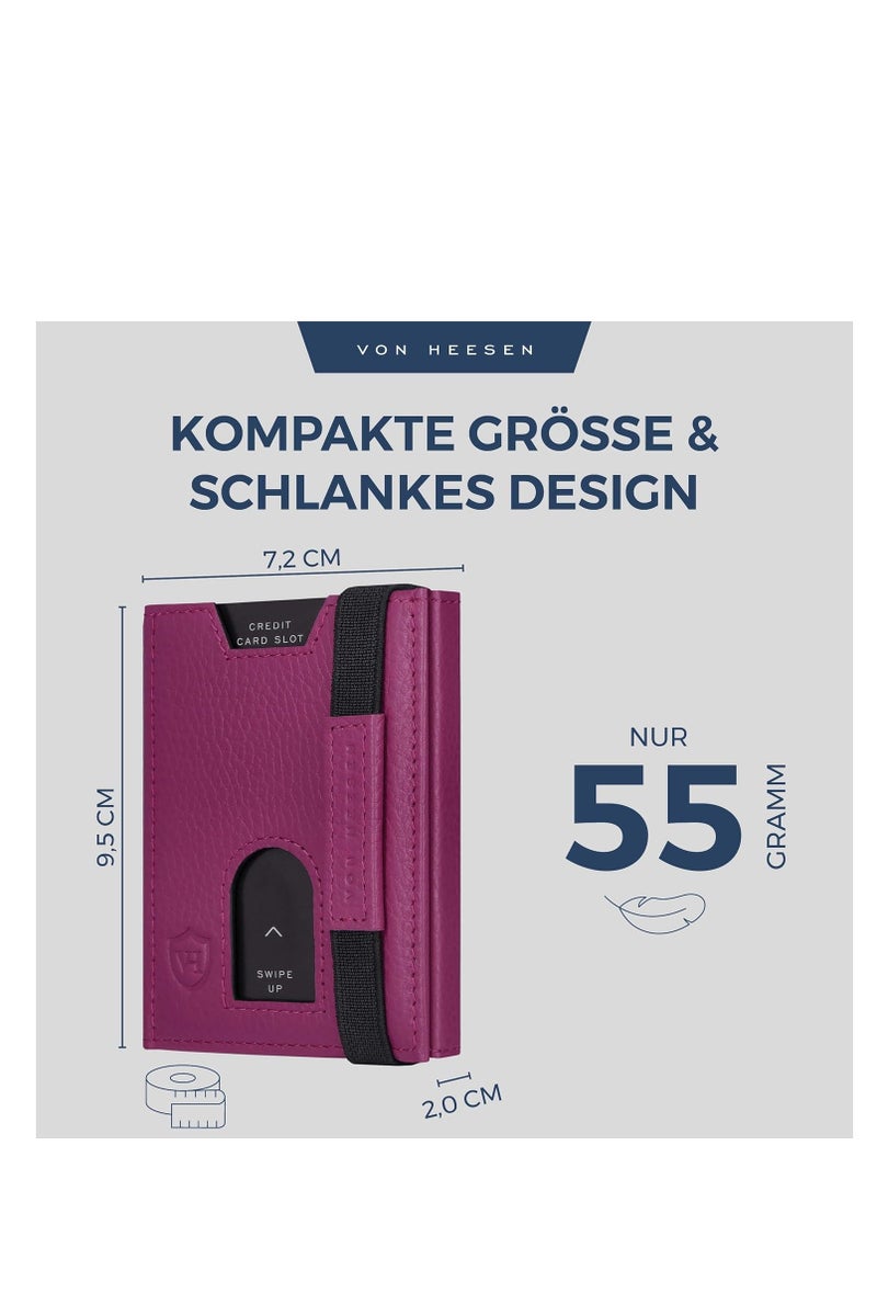 VON HEESEN® Slim Wallet with Coin Compartment, Card Case with RFID Protection, Up to 12 Cards, Mini Wallet, Leather Wallet for Men and Women, Small Wallet - Image 2