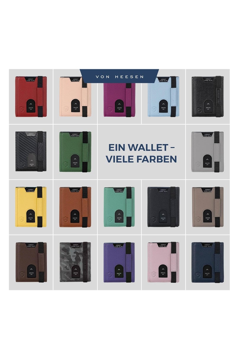 VON HEESEN® Slim Wallet with Coin Compartment, Card Case with RFID Protection, Up to 12 Cards, Mini Wallet, Leather Wallet for Men and Women, Small Wallet - Image 5