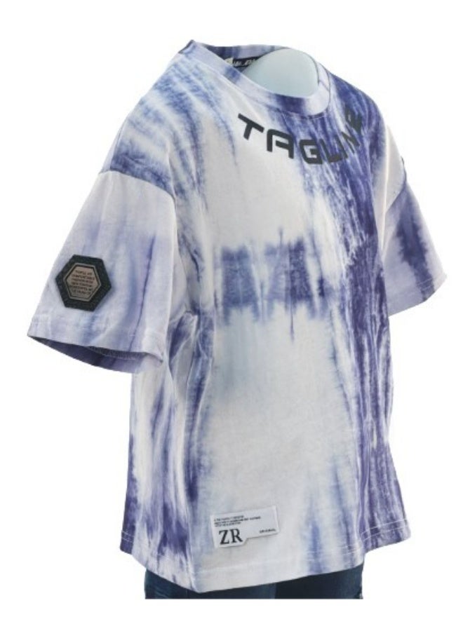 JOANNA JOANNA 23KY304B Boy's Tie Dye Pattern Round Neck Short Sleeve T-Shirt - Blue  - Image 2