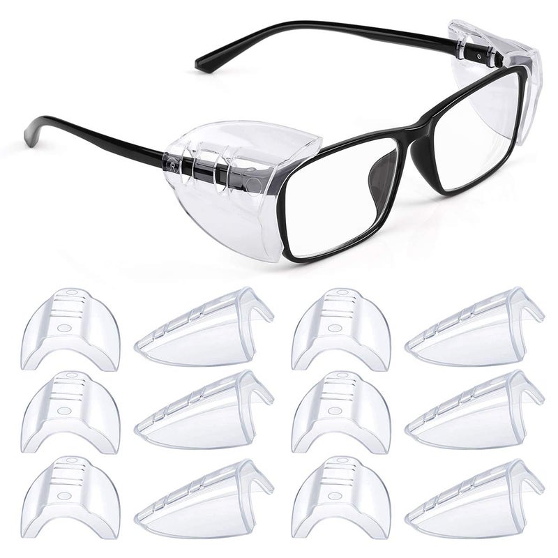 MELASA 6 Pairs Side Shields for Prescription Glasses Safety Glasses Side Shields for Eye Protection Slip on Side Shields for Eye Glasses Fits Most Small to Large Eyeglasses