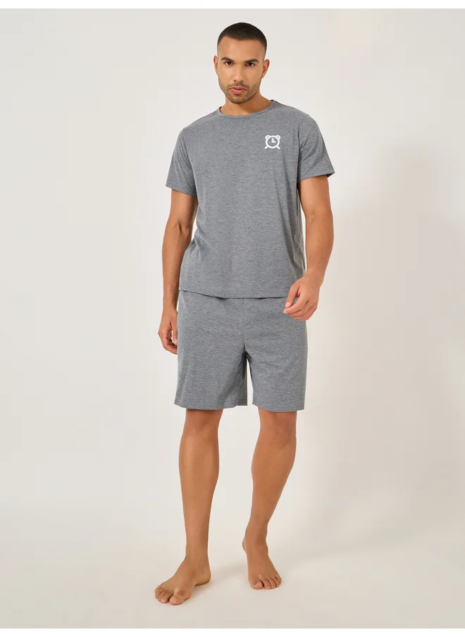 Styli Styli Unwind Slogan Front and Back Printed T-Shirt and Shorts Set