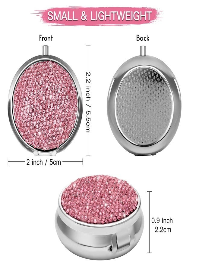 Soleebee Bling Crystal Pill Box, Portable 3 Compartments Daily Pill Organizer, Small Travel Pill Case for Purse or Pocket, Medicine Vitamin Pill Container Organizer (Pink) - Image 2