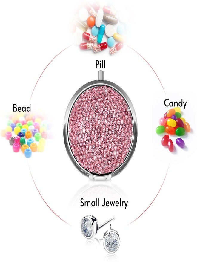 Soleebee Bling Crystal Pill Box, Portable 3 Compartments Daily Pill Organizer, Small Travel Pill Case for Purse or Pocket, Medicine Vitamin Pill Container Organizer (Pink) - Image 4