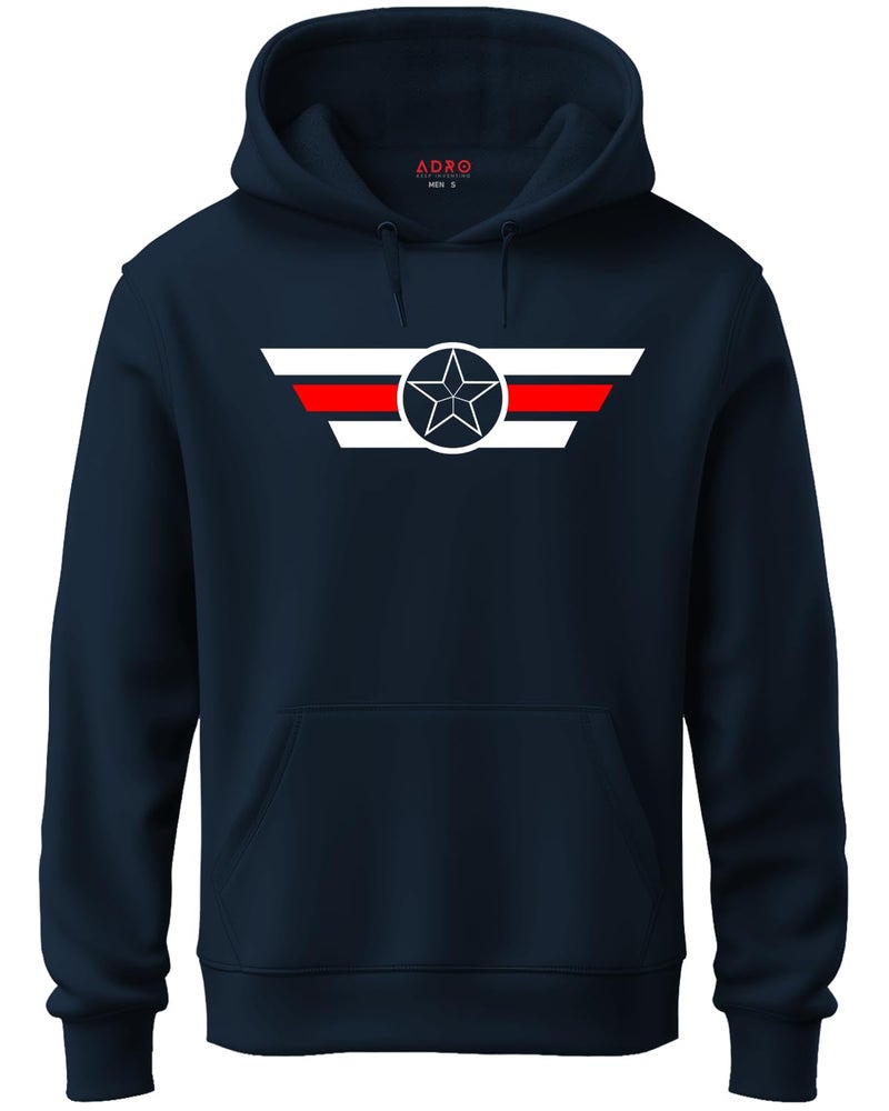 ADRO Men's Cotton Neck Hooded Sweatshirt (H21-M-CAP-NB_Navy_3XL) - Image 1