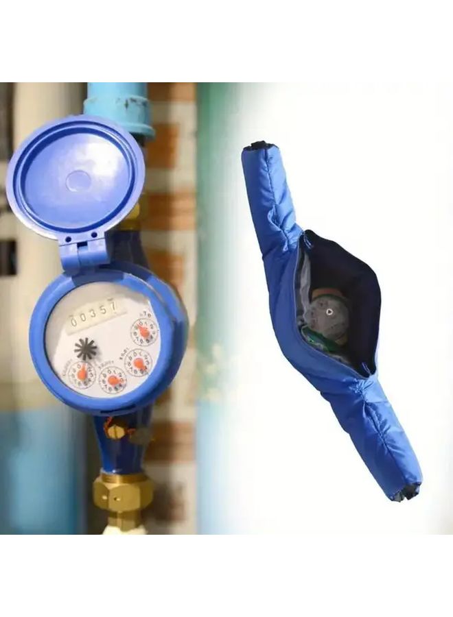 Heavy Duty Dual Sided Insulated Pipe Cover Blue For Water Meter Freeze Prevention 53x20cm - Image 5