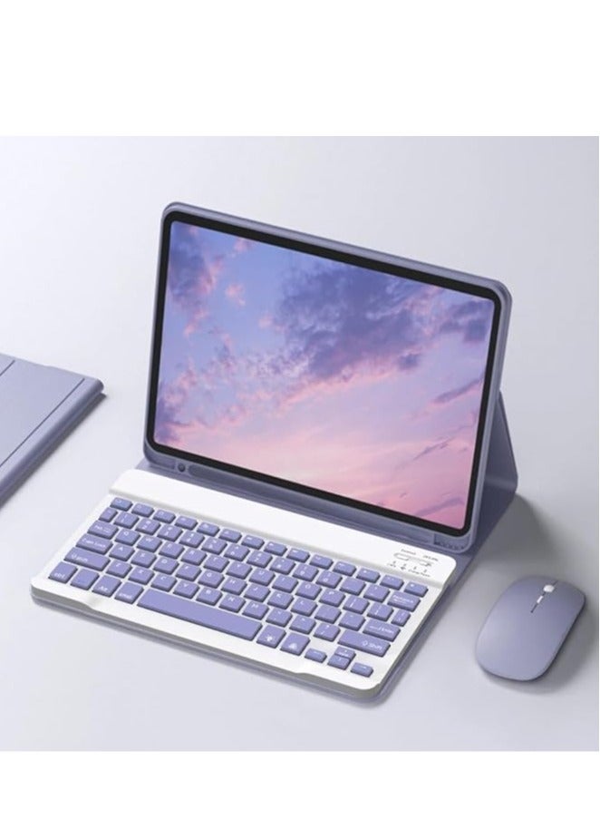 general Arabic and English Keyboard Case for iPad Air 11 inch (M2) 2024, Lightweight Smart Cover with Detachable Keyboard & Bluetooth Mice & Pencil Holder