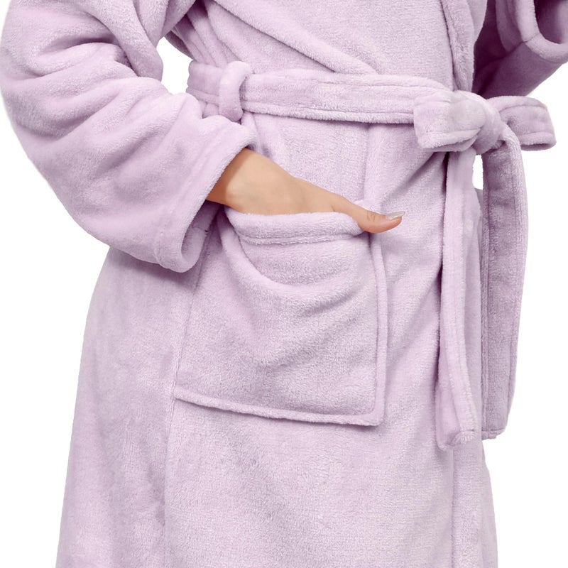 Eonkasp Plush Soft Robes for Women, Premium Fleece Womens Robe Cozy Warm Bathrobe, Lavender, 2XL-3XL - Image 4