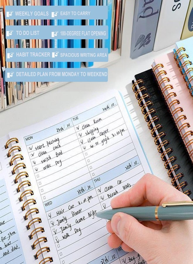 Aosemili A5 Weekly Planner, Weekly To Do List Notebook with Goal Habit Tracker Organizer, A5 Size Journal Week Planner Notebook with Spiral Binding for Girls Women, Pink - Image 5