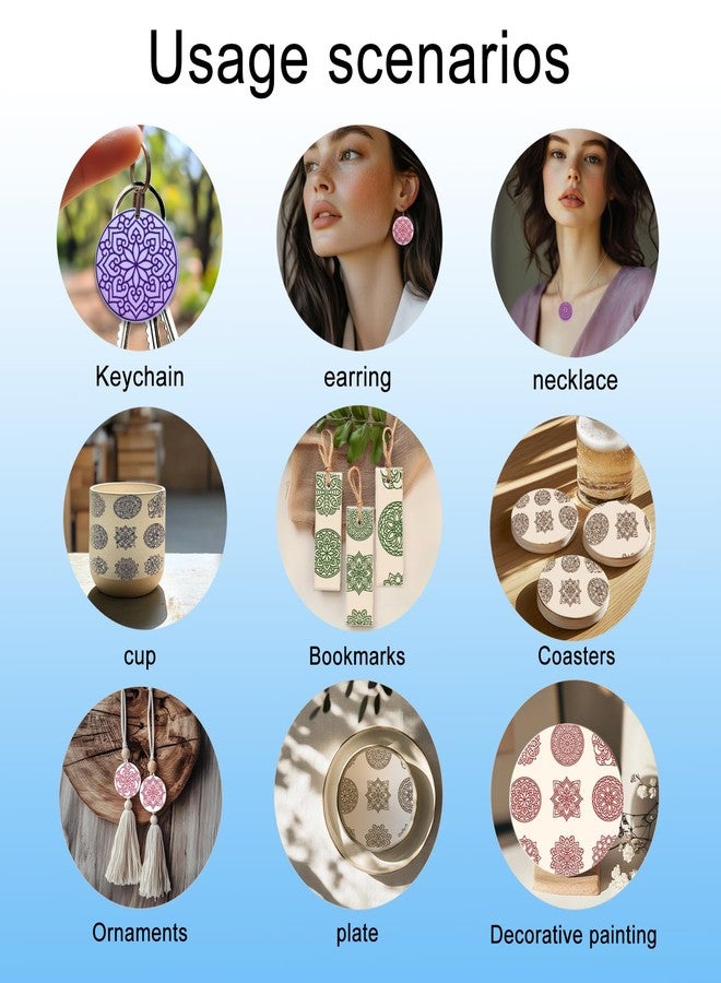 CHGCRAFT أوراق قوام بوليمرية بتصميم دائري بوهيمي من CHGCRAFT، قالب سيليكون بنمط ماندالا، لوحة نمذجة بصورة واحدة لأدوات المجوهرات وأقراط الطين، 5.5x5.5 بوصة - Image 3