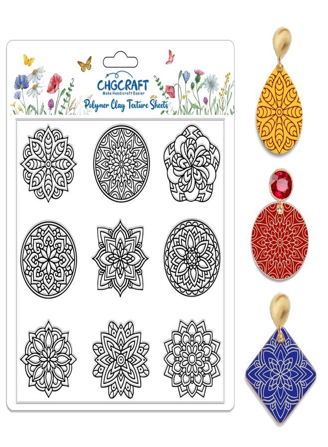 CHGCRAFT أوراق قوام بوليمرية بتصميم دائري بوهيمي من CHGCRAFT، قالب سيليكون بنمط ماندالا، لوحة نمذجة بصورة واحدة لأدوات المجوهرات وأقراط الطين، 5.5x5.5 بوصة - Image 1