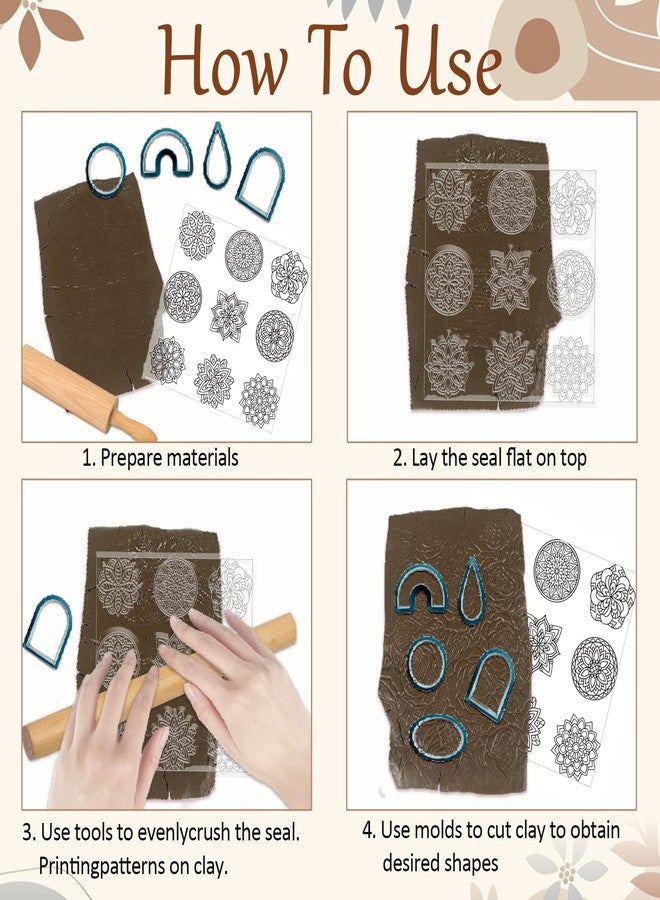 CHGCRAFT أوراق قوام بوليمرية بتصميم دائري بوهيمي من CHGCRAFT، قالب سيليكون بنمط ماندالا، لوحة نمذجة بصورة واحدة لأدوات المجوهرات وأقراط الطين، 5.5x5.5 بوصة - Image 4