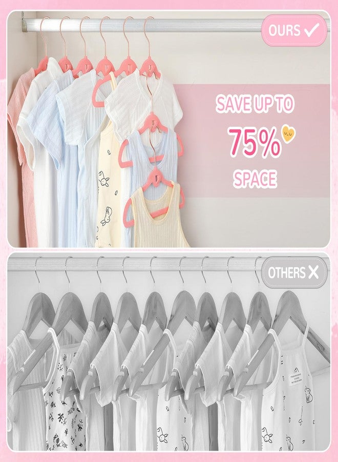 STOPKLAS Velvet Baby Clothes Hangers, Pink Velvet Hangers 30 Pack, 11 Inches Toddler Infant Hangers for Closet, Non Slip Nursery Clothes Hanger, Thin Space Saving Kids Felt Hanger with 360° Swivel Hooks - Image 4