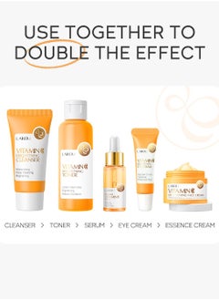 Laikou Vitamin C Skin Care Set, with Cleanser, Toner, Serum, Eye Cream, Face Cream, Travel Gift Sets for Women Teenage Girls Mom Daughter  - Image 4