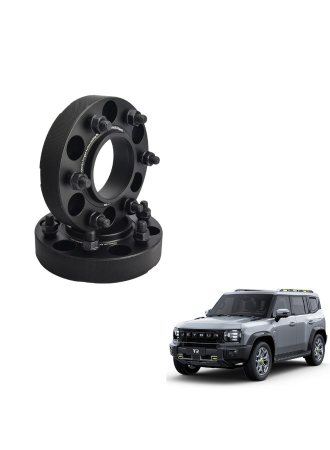 موتور فيت فواصل عجلات MOTOR FIT بقياس 30 مم لجيتور T2 2014+ (مجموعة من اثنين) | مجموعة فاصل ألمنيوم 5x108 محور محور 6061-T6 | أعمدة M14x1.5 | الأسود المؤكد الصلب | ترقية الوضعية الأعرض والثبات - Image 1