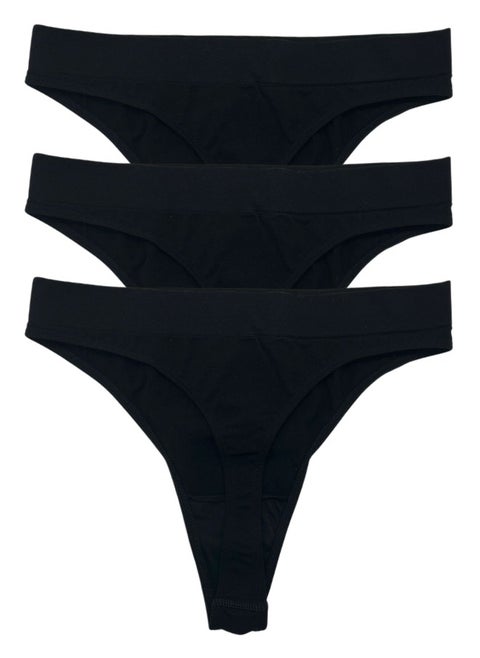 Premium Gabbiano Lingerie Nero Black Underwear 3 Pack for Medium to Large Women