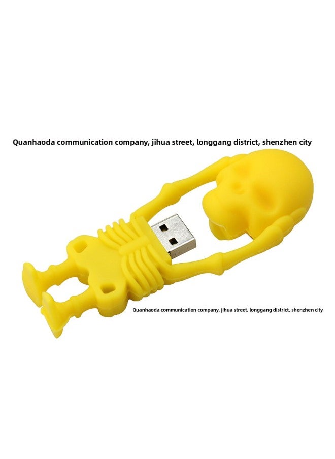 Generic Cartoon USB Flash Disk 3.0 & 2.0 Human Organ Skeleton Skull 64G Halloween Gift Skull Skull Skull USB Flash Disk-Color:2.0 Yellow Skull Bone-Capacity:64GB  - Image 1
