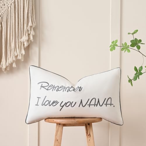 Sanmetex Nana Gifts for Mothers Day, Nana Birthday Gifts, Best Gifts from Grandkids/Grandchildern - Grandson and Granddaughter with Remember I Love You Nana Pillow Cover 12x20 Inch. - Image 1