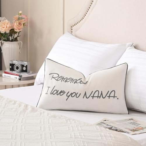 Sanmetex Nana Gifts for Mothers Day, Nana Birthday Gifts, Best Gifts from Grandkids/Grandchildern - Grandson and Granddaughter with Remember I Love You Nana Pillow Cover 12x20 Inch. - Image 2