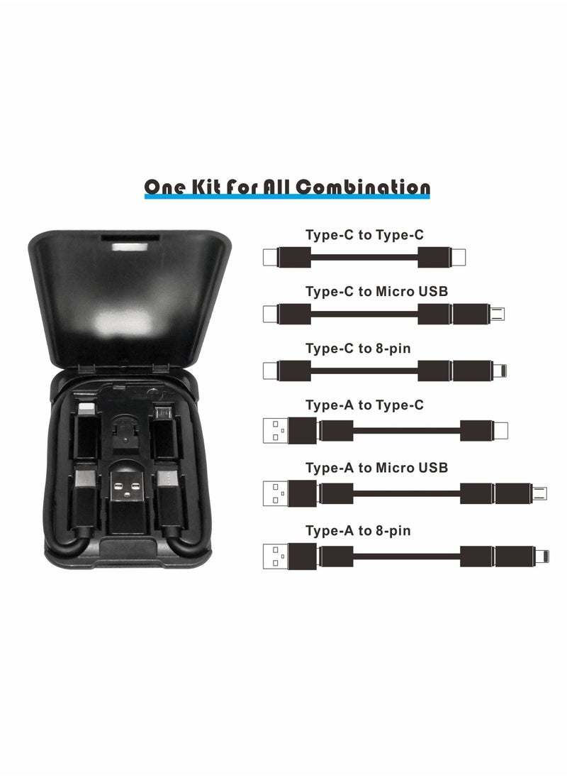 Y&D - USB Cable Conversion Storage Box, Type C and Types Adapter Combination Set, Charging Data Transfer Cable, to A/Micro USB/Light Aluminum Alloy Convert Connectors - Image 1