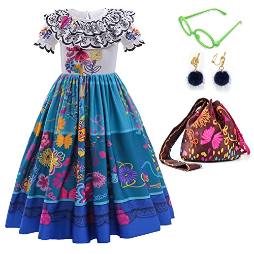 CCJRLM Encanto dress Mirabel dress encantoIsabella encanto costume for girls Cosplay Dress Up With Glasses Earrings 78 Years - Image 1