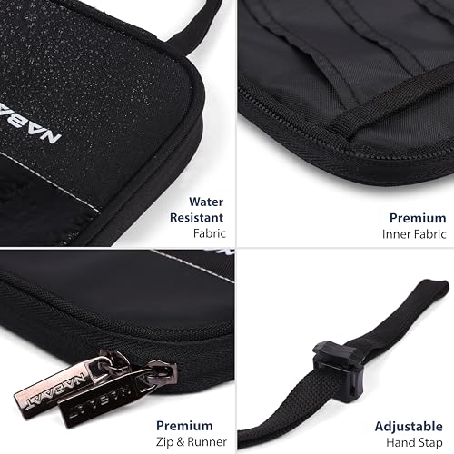 NABAAT Passport Cover Men & Women, Passport Holder for Family Up to 6 Passports, Passport Wallet Pouch Travel Organizer for Documents SIM Cash Card Mobile with Wrist Strap, Black (PH1) - Image 4