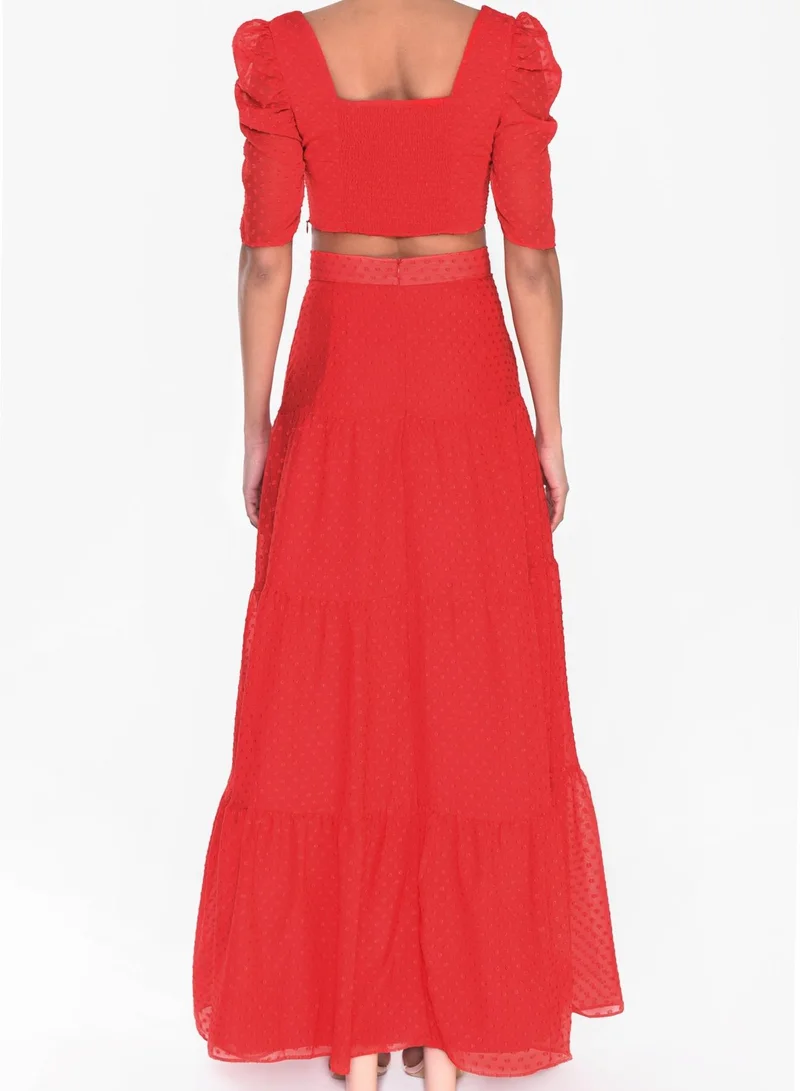 ترو ديكادينس Red Dobby Spot Cropped Top