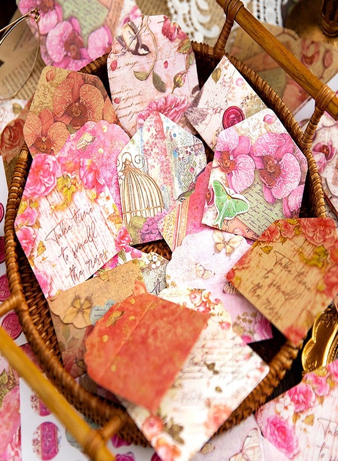 Doraking Vintage Flower Mini Envelope, Small Envelopes and Sealing Sticker Set, 40 Matching Envelopes and 2 Sheets Seal Sticker - Image 1