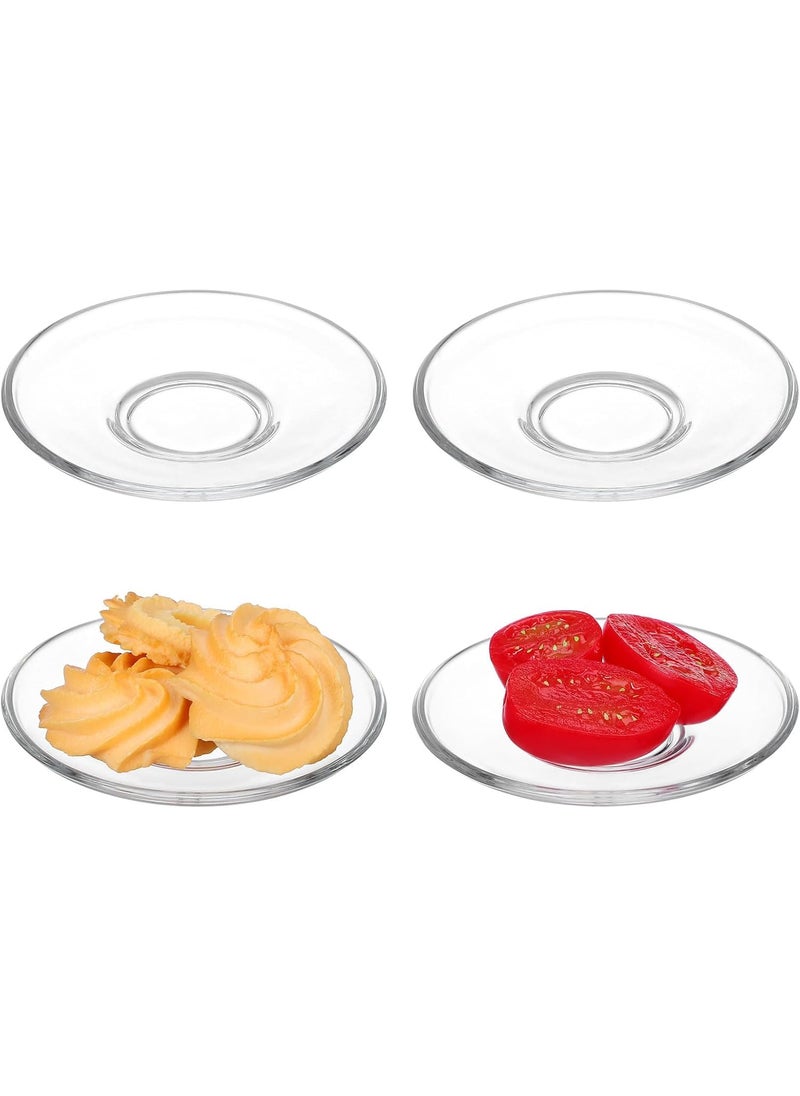 FUNKYFINDS FUNKYFINDS Pack of 4 Clear Glass Saucer Plate Without Cup Transparent KACH KI RAKABI Plates Tea Coffee Cup Serving Under Kitchen Home Serve Restaurant use Small Dessert Plates Tea Plates  - Image 1