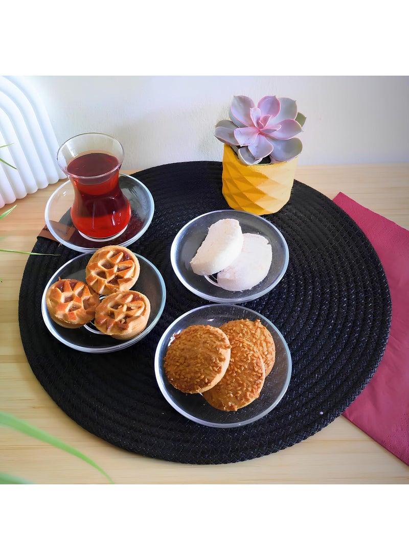 FUNKYFINDS FUNKYFINDS Pack of 4 Clear Glass Saucer Plate Without Cup Transparent KACH KI RAKABI Plates Tea Coffee Cup Serving Under Kitchen Home Serve Restaurant use Small Dessert Plates Tea Plates  - Image 4