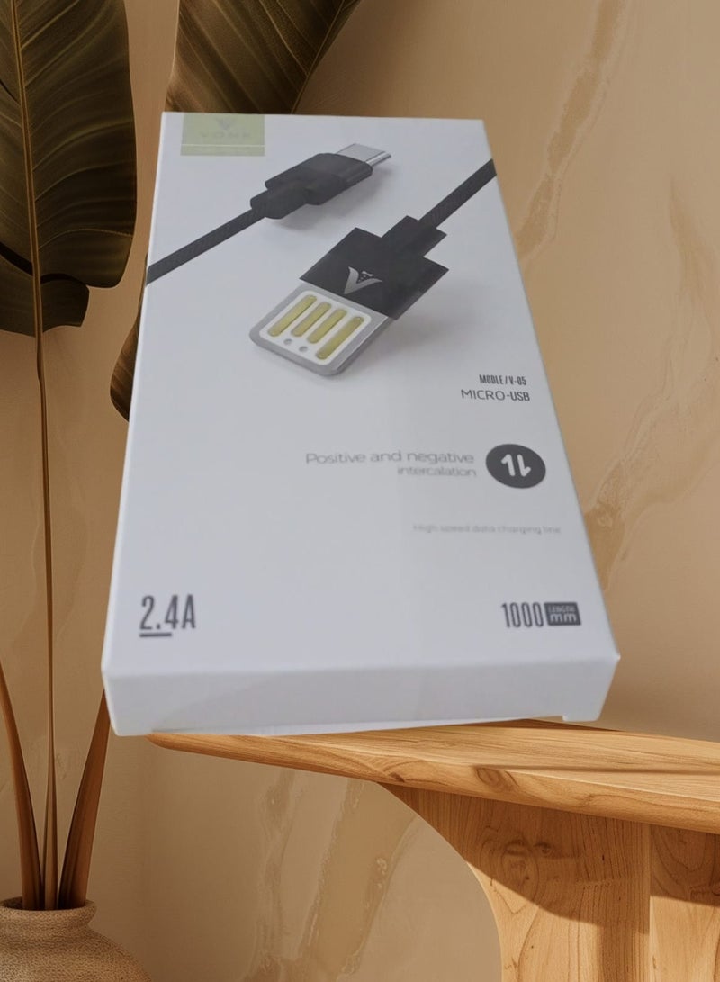 فونك كابل شحن ونقل بيانات سريع 2 أمبير من فونك بمنفذ ميكرو يو إس بي - أزرق - Image 2