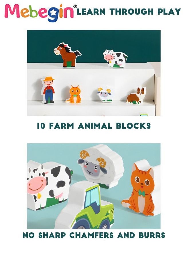 MEBEGIN Wooden Shape Sorter Toy with 10 Animals Blocks,Classic Educational Toy Wooden Farm House Farm Animal Matching Toys Wooden Toy for Boys Girls Gift  - Image 4