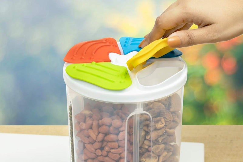 BigPlayer Container for Kitchen 4 Sections Air Tight Transparent Food Grain Cereal Dispenser Storage Container Jar Masala Boxes for KitchenMasala containers 1 - Image 2