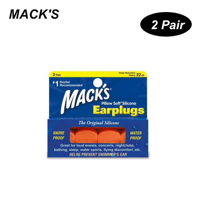 Mack's Swimming Ear Plugs Waterproof Noise Canceling Silicon Resin Ear Protection - Average 22DB Noise Reduction Safe Odorless Skin-Friendly Ear Plugs for Swimming - Image 1
