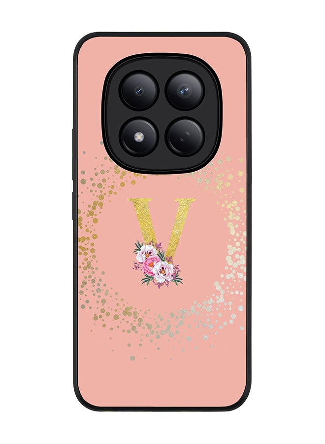 For Xiaomi Redmi Note 15 Pro 4G Case,Slim fit Camera Protection, Shockproof Thin Phone cover  - Custom Monogram Floral - V  (Rose Pink )