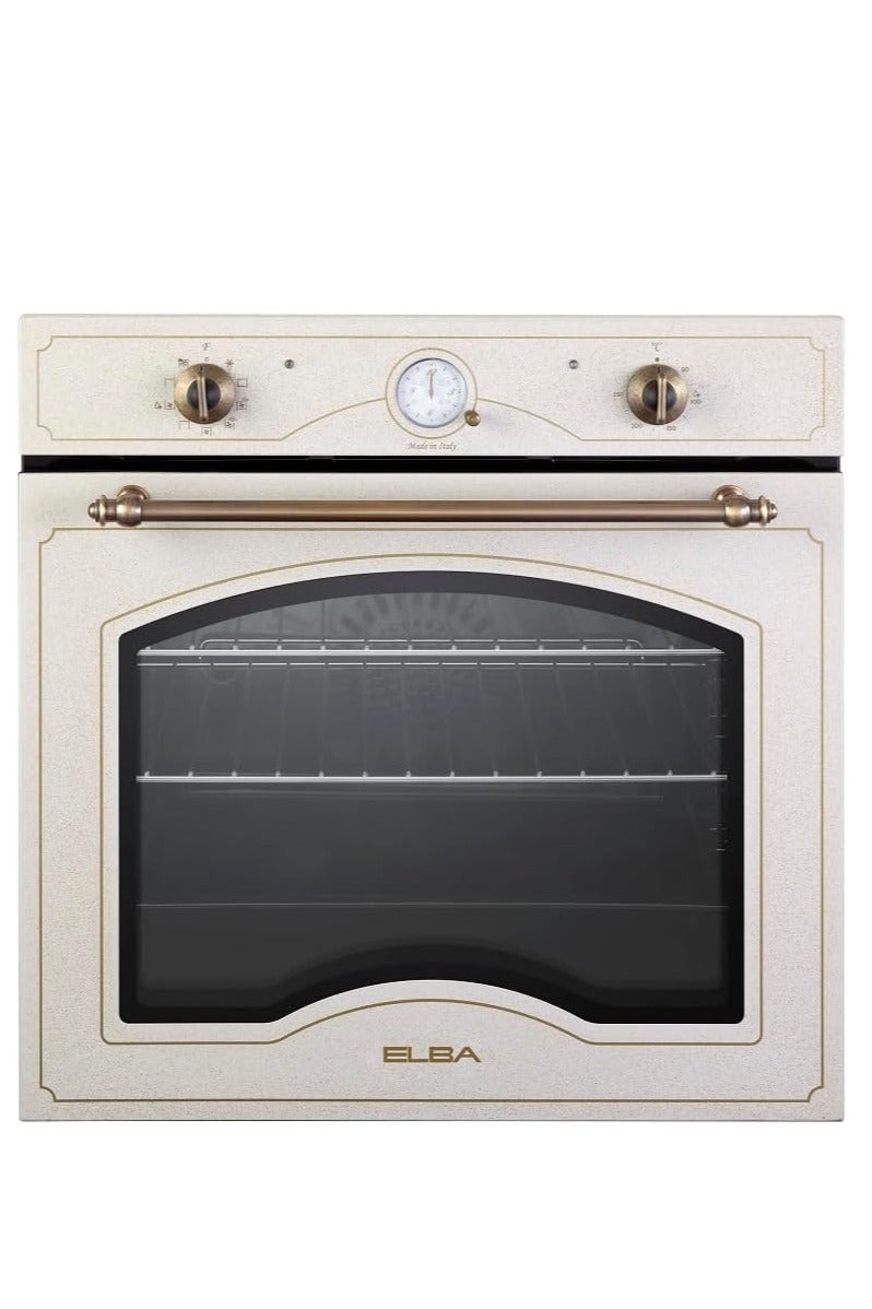 ELBA - 74L Built-in Electric Oven - 9 Functions - Fan Cook + Grill + Convection - Knob Control Minute Minder - Turbo - Easy Steam - Idroclean - Cooling Fan - Double Glass Door - Italian Technology