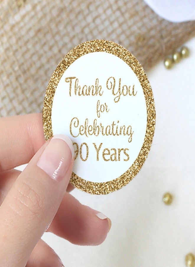 DISTINCTIVS White and Gold 90th Birthday Thank You Stickers - 1.75 in - 40 Labels, 90th Birthday Decorations - Image 2