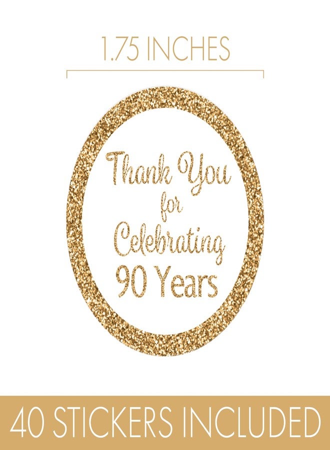 DISTINCTIVS White and Gold 90th Birthday Thank You Stickers - 1.75 in - 40 Labels, 90th Birthday Decorations - Image 3