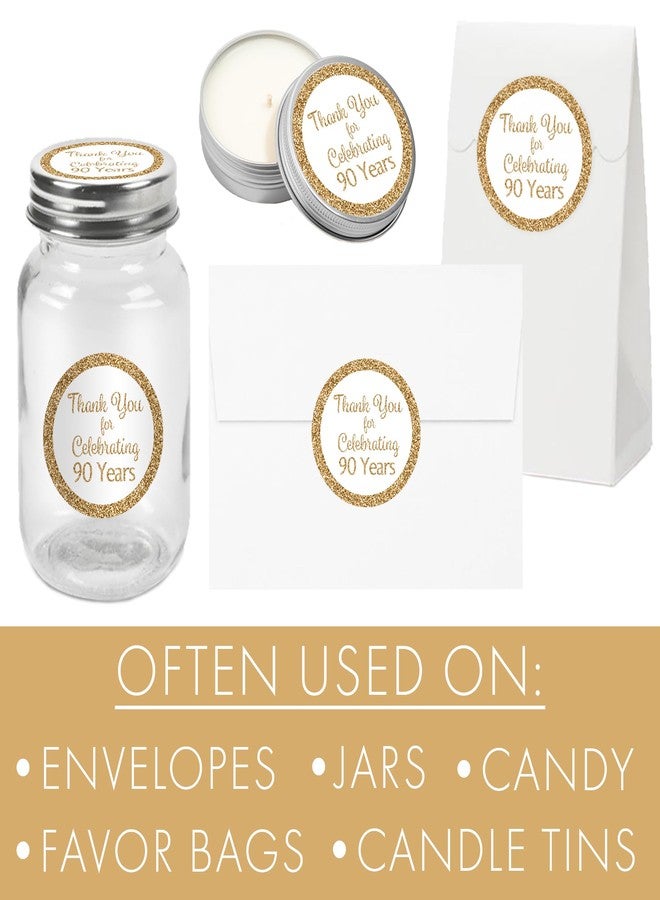 DISTINCTIVS White and Gold 90th Birthday Thank You Stickers - 1.75 in - 40 Labels, 90th Birthday Decorations - Image 4