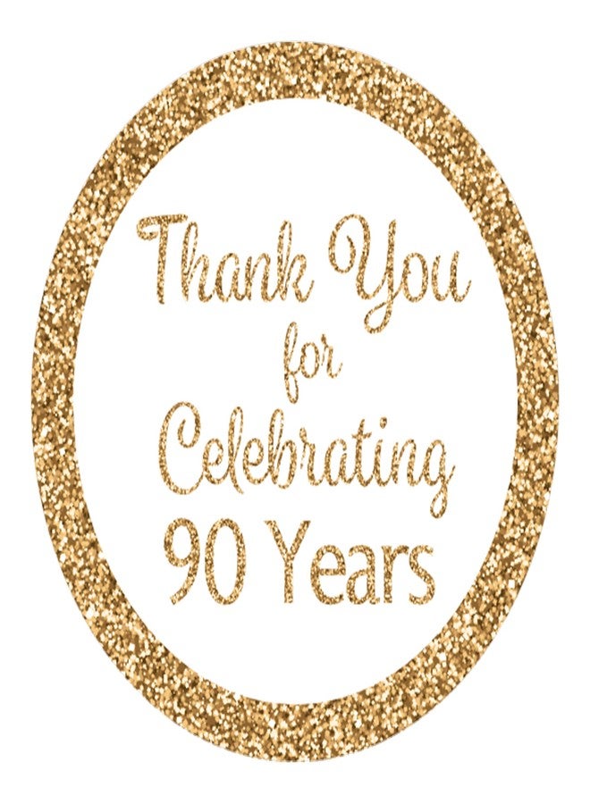 DISTINCTIVS White and Gold 90th Birthday Thank You Stickers - 1.75 in - 40 Labels, 90th Birthday Decorations - Image 1