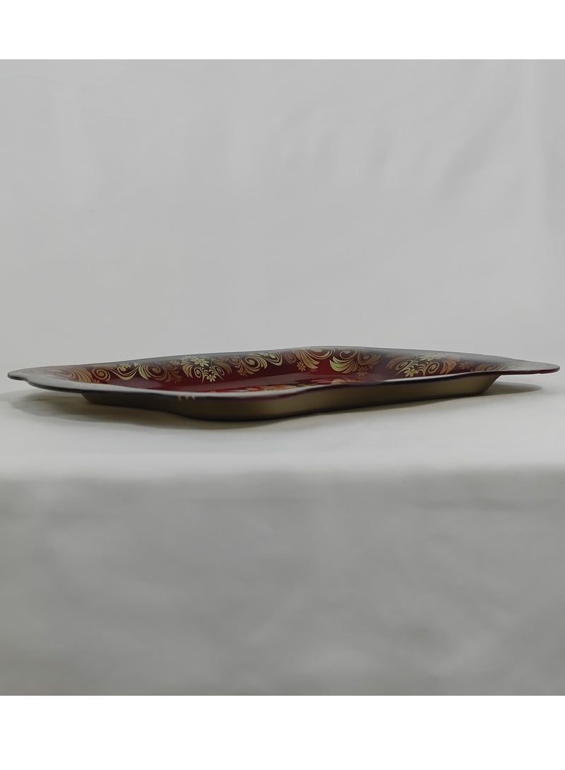 HTH Premium Flower Print Design Stainless Steel Serving Tray Durable Large Dinner Plate Decorative Plate 38x25/45x30 cm - Image 5