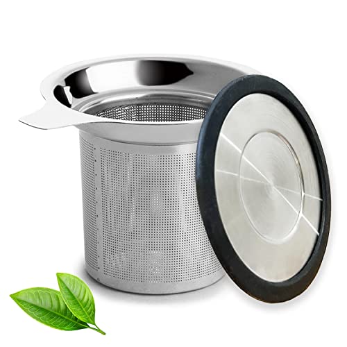 BLIGKO Tea Infuser, Extra Fine Mesh Tea Strainer with Silicone Lid, 304 Stainless Steel Tea Infusers for Loose Tea, Tea Steeper Basket Filter for Teapot, Mug, Cup - Image 1