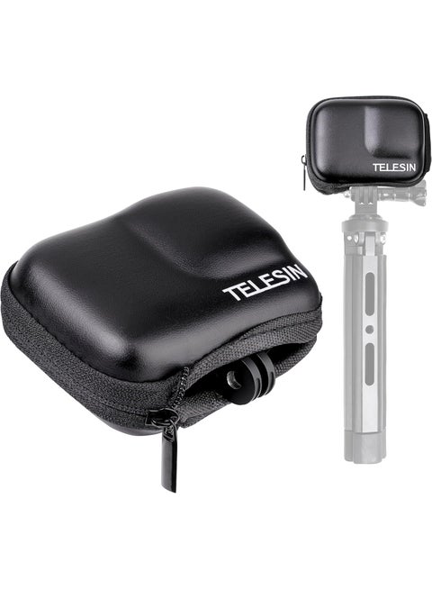 TELESIN Small Carry Case for GoPro HERO12 11 10 9 Black | Protective Case with Half Open Zipper Supports Connecting with Selfie Stick and Tripod