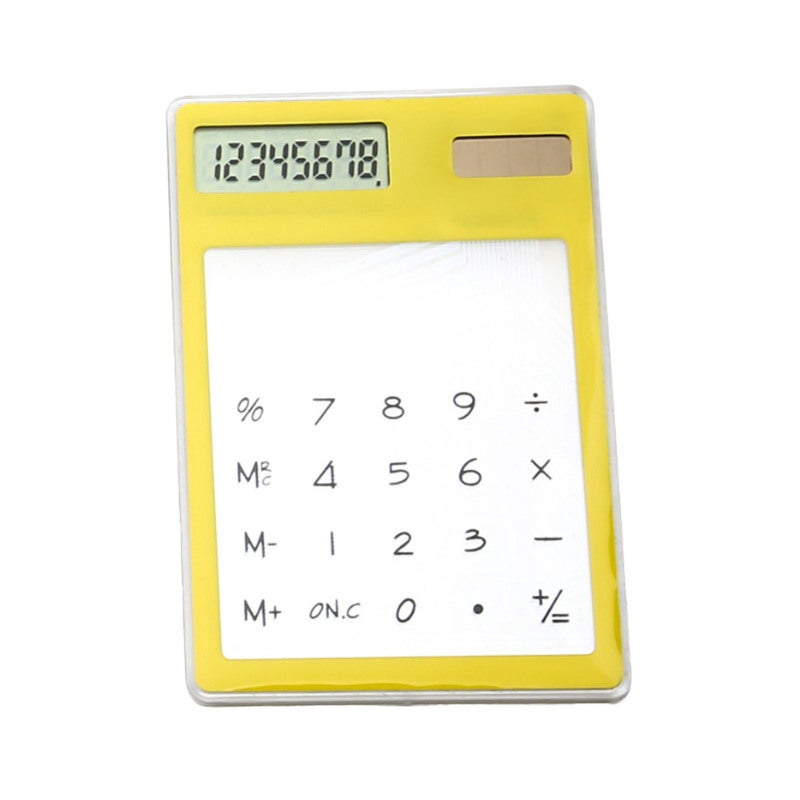 Solar Powered Calculator: 8 Digit LCD Display, Lightweight Thin Transparent Design - Touch Screen Operation for Office, School, Home Use - Image 1
