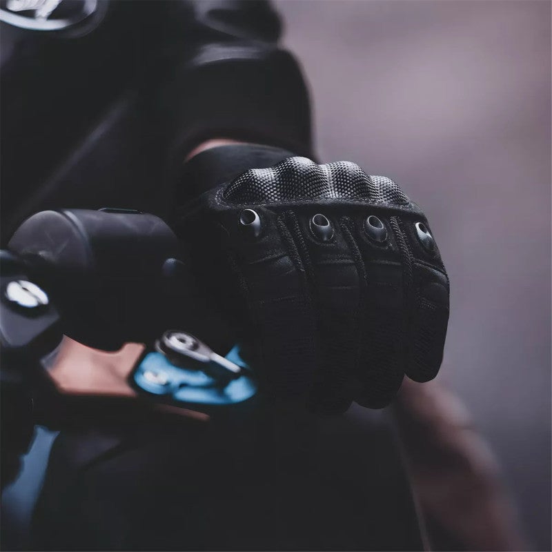 Motorcycle Gloves L Black - Advanced Anti-slip Technology Wear-resistant Reinforced Synthetic Leather Adjustable Wrist Closure Sports Riding Gloves for Motorcycle Enthusiasts Outdoor Activities High-i - Image 3