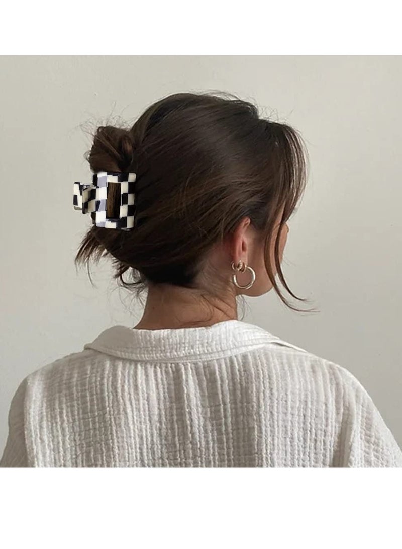 Bmobuo Vintage Checkered Y2K Hair Barrettes, Aesthetic 3Pcs Claw Clips for Women and Girls - Image 4