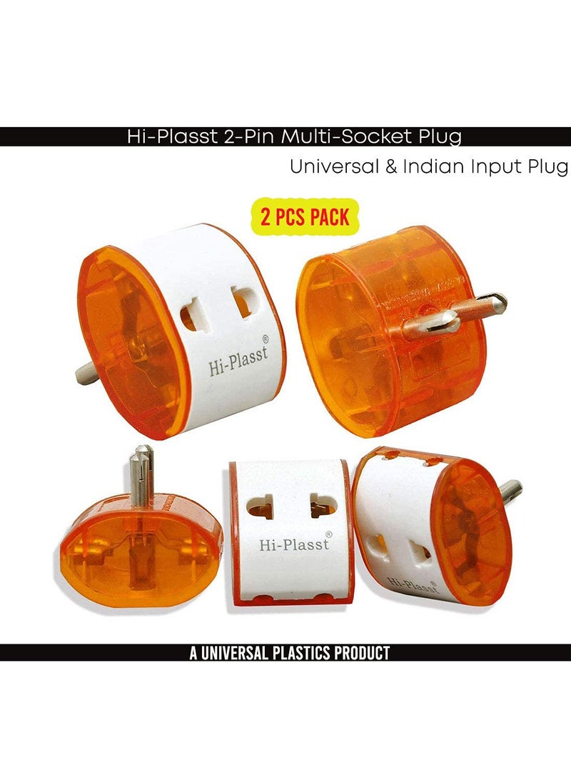 HI PLASST PINS N PLUGS HiPlasst Pack of 2 2Pin Universal Travel Adapter Multiplug Converter USAUKJapanChina to India Type D 6A Compact Design for Diwali Lights Mobile Chargers Laptops Electronics  - Image 4