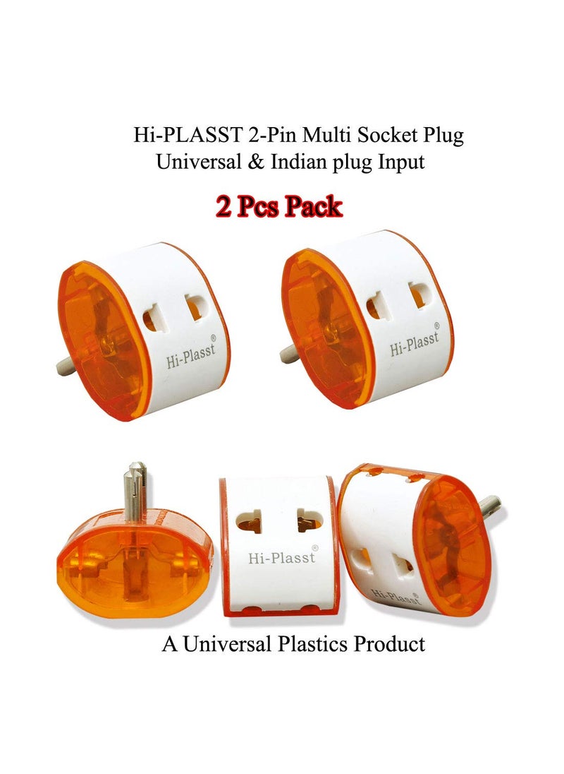 HI PLASST PINS N PLUGS HiPlasst Pack of 2 2Pin Universal Travel Adapter Multiplug Converter USAUKJapanChina to India Type D 6A Compact Design for Diwali Lights Mobile Chargers Laptops Electronics  - Image 3