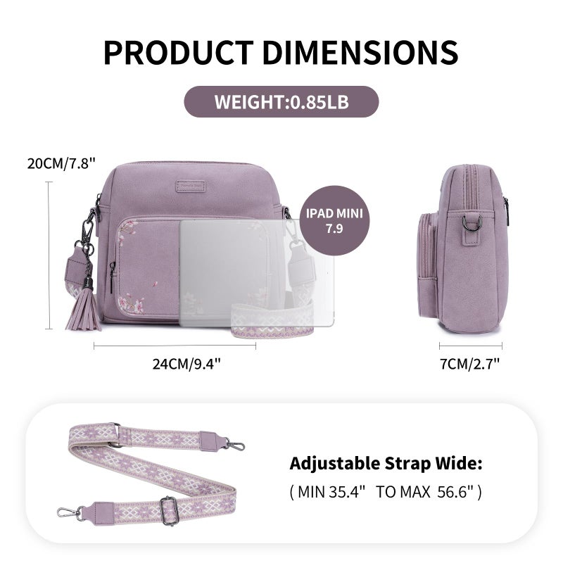 Pomelo Best Crossbody Purses for Women with Built-in RFID Wallet, Soft Suede Leather Shoulder Bags with Adjustable Strap for Travel, Work, Daily Use Purple - Image 5